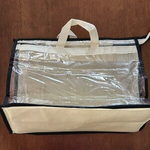NWT Clear HandBag Tote Storage Bag w Handles and Zipper Top 15”x10”x6”